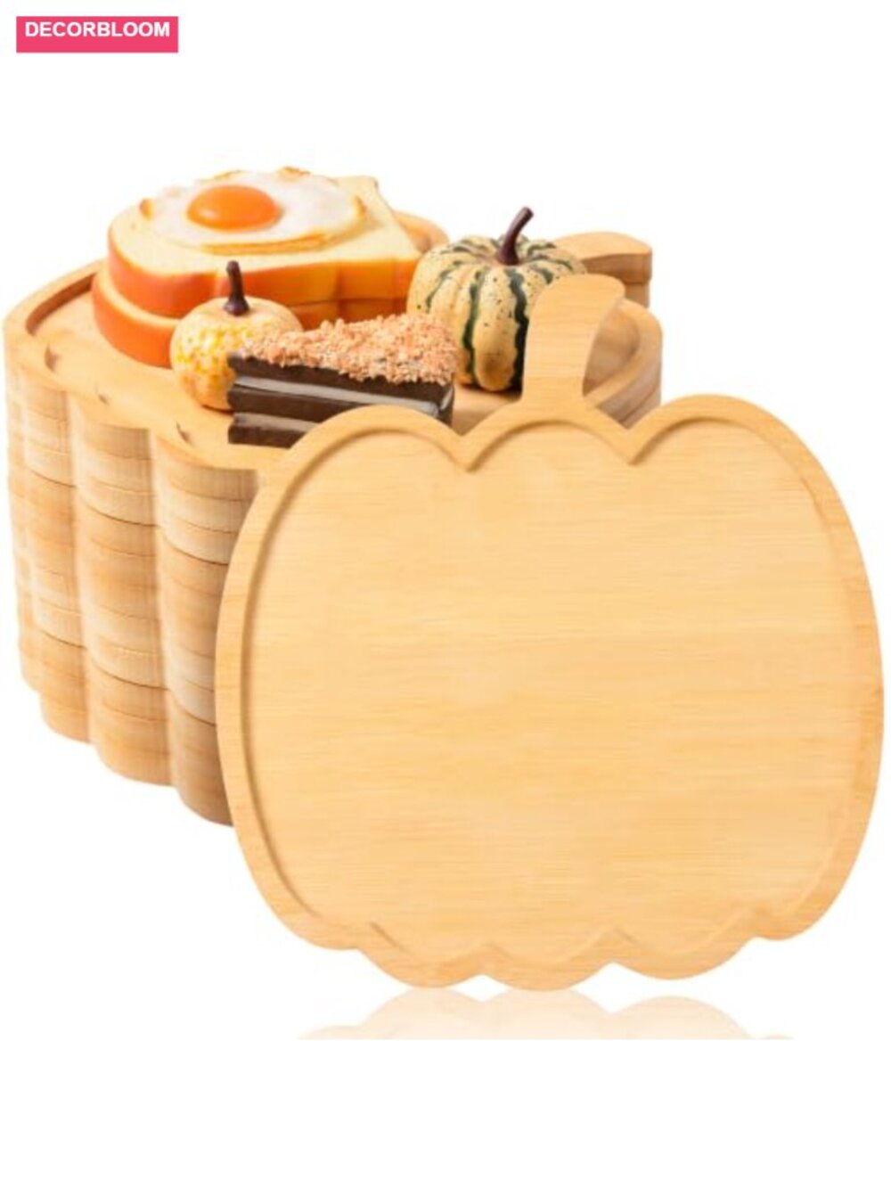 Pumpkin Wood Charcuterie Boards 12 Inch Set of 6 Thanksgiving Serving Trays